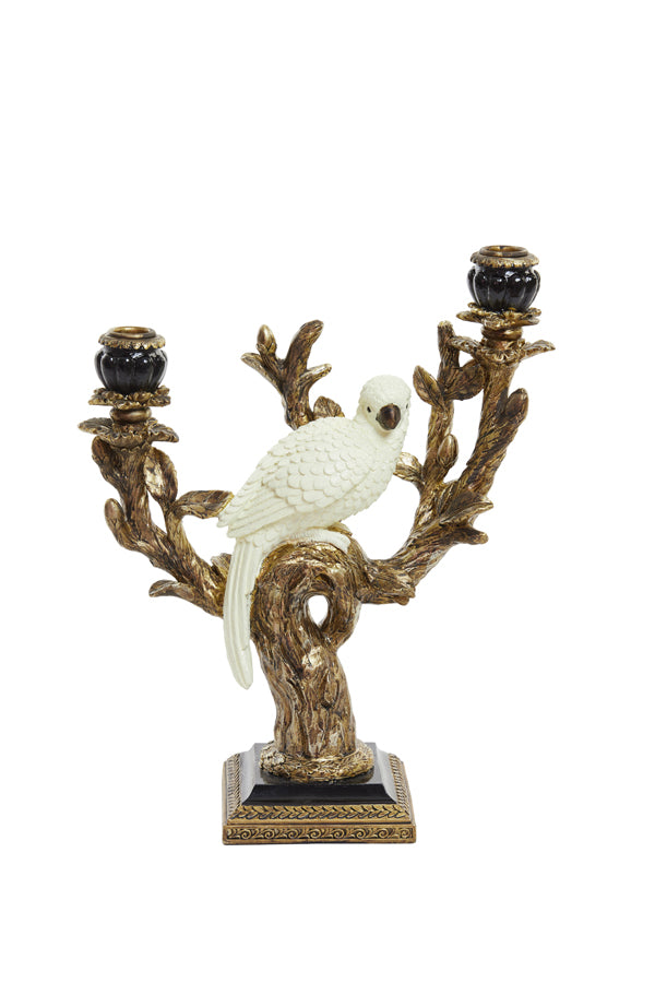 Candle stick 2L 29x12x35,5 cm NYASA antiq bronze-black-cream