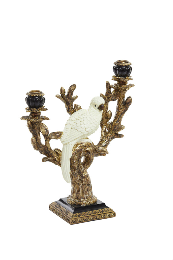 Candle stick 2L 29x12x35,5 cm NYASA antiq bronze-black-cream