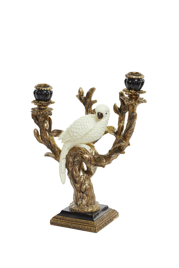 Candle stick 2L 29x12x35,5 cm NYASA antiq bronze-black-cream