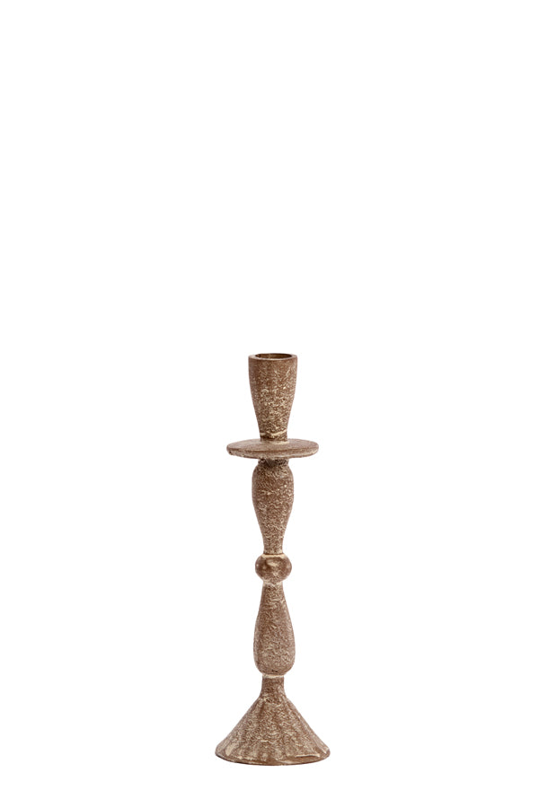 Candle stick 7x24,5 cm CASANDRA antique brown-grey