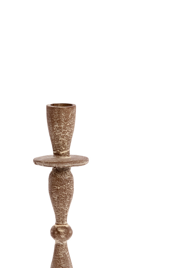 Candle stick 7x24,5 cm CASANDRA antique brown-grey