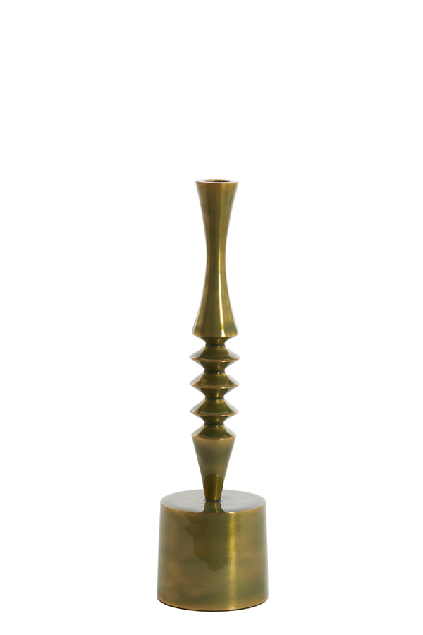 Candle stick 10x35 cm MISTRY shiny green gold