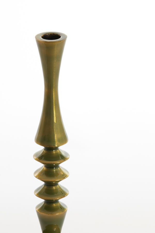 Candle stick 10x35 cm MISTRY shiny green gold