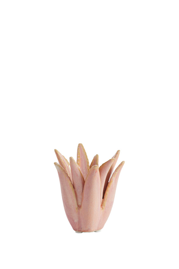 Candle stick 11,5x11,5 cm CACTUS ceramics coral