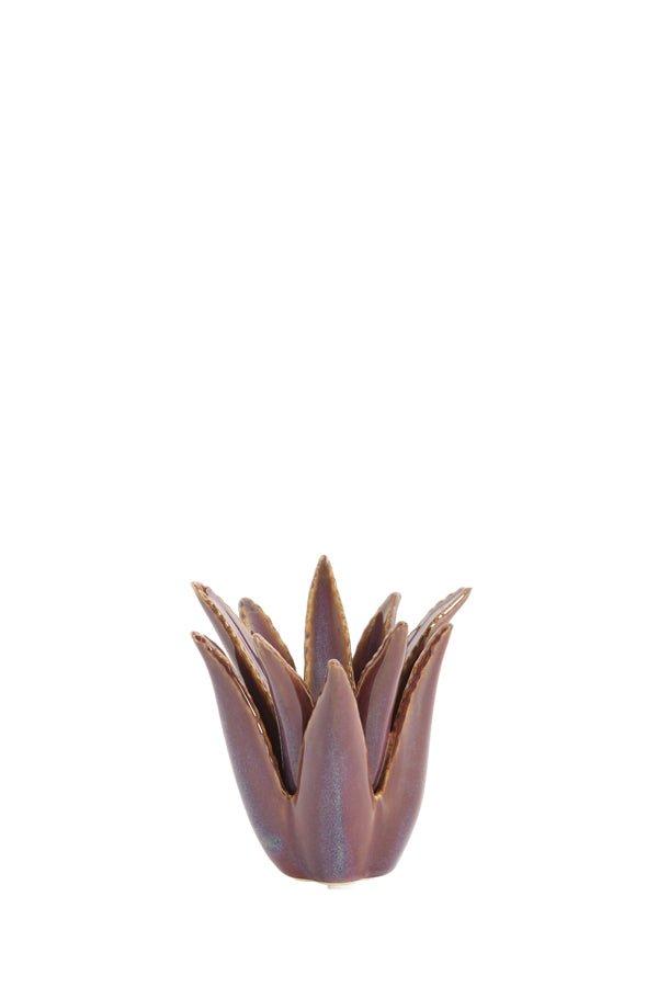 Candle stick 11,5x11,5 cm CACTUS ceramics dark purple