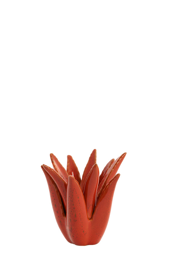 Candle stick 11,5x11,5 cm CACTUS ceramics orange