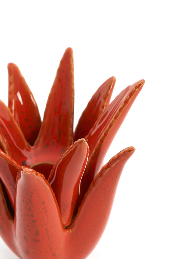 Candle stick 11,5x11,5 cm CACTUS ceramics orange