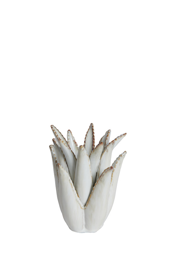 Candle stick 13x16 cm CACTUS ceramics cream