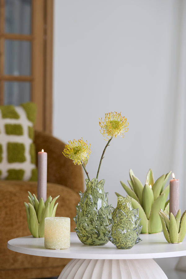Candle stick 13x16 cm CACTUS ceramics light green