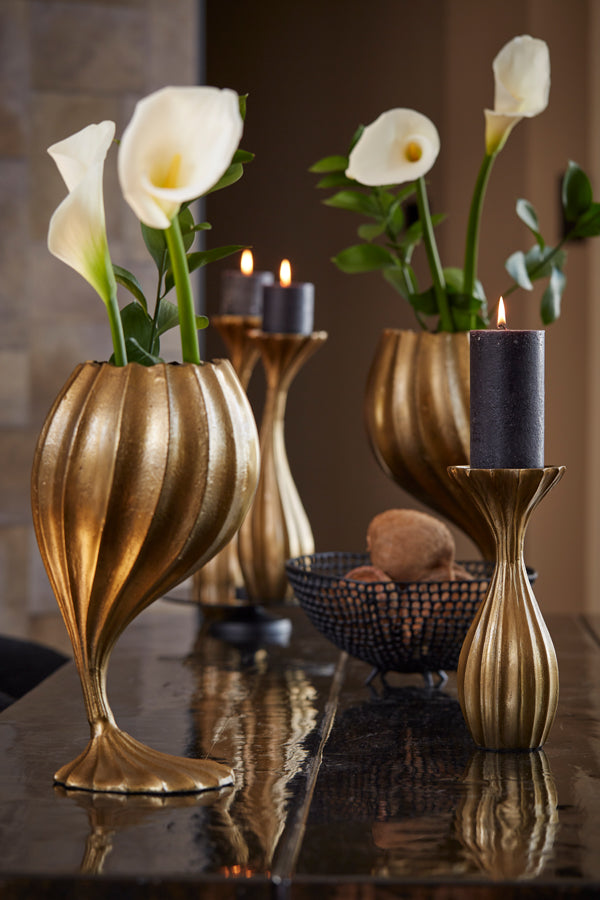 Candle holder 11x11x26 cm NYOKO antique bronze