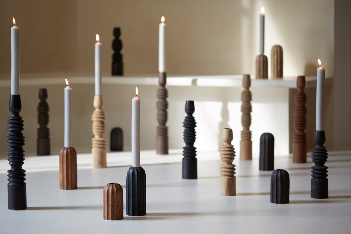 Candle stick 7,5x36 cm AFIFE wood natural
