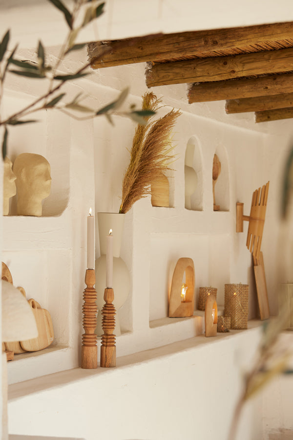 Candle stick 7,5x45,5 cm AFIFE wood natural