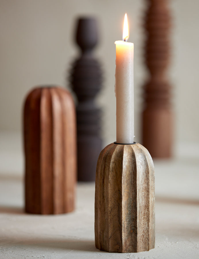 Candle stick 7,5x13 cm OFIR wood natural