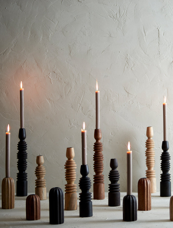 Candle stick 7,5x18,5 cm OFIR wood dark brown