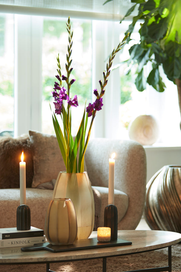 Candle stick 7,5x18,5 cm OFIR wood dark brown