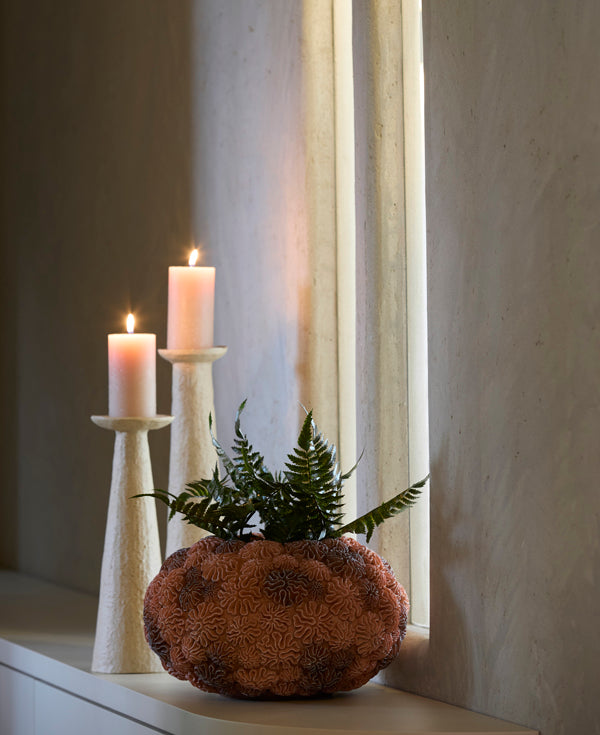 Candle holder 12,5x12x37 cm OTA sand+light brown spotted