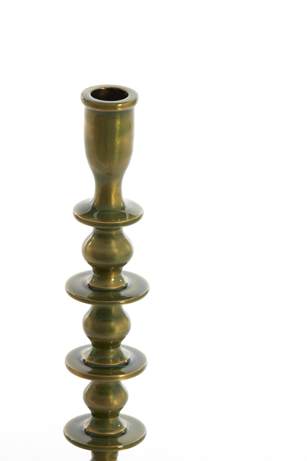 Candle stick 10x34,5 cm MERAKO shiny green gold