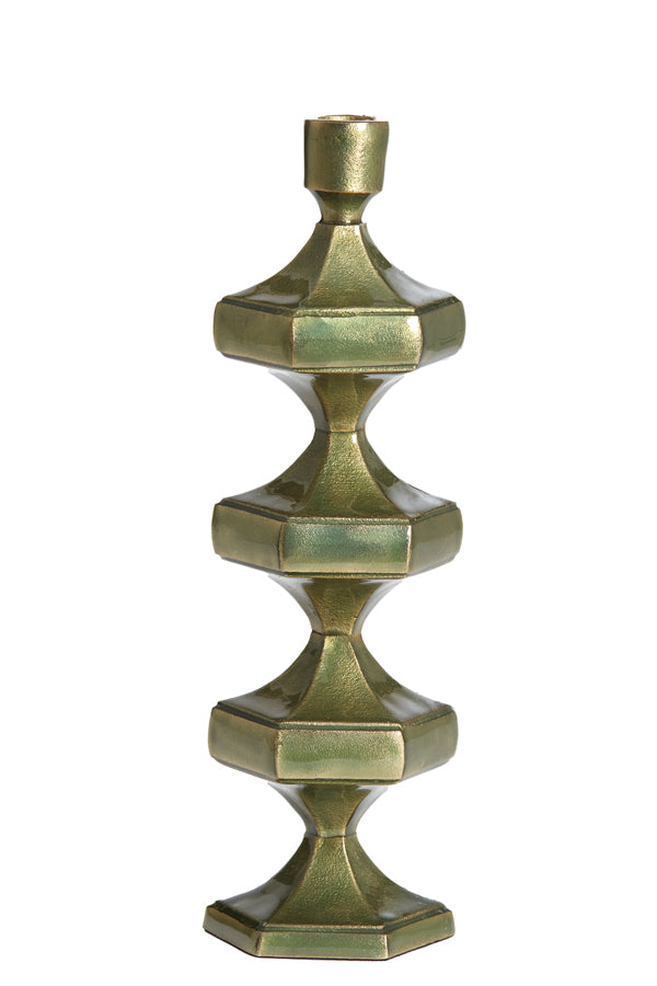 Candle stick 10x9x33 cm WAMBIRI shiny green gold