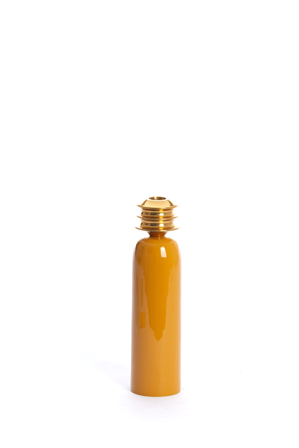Candle stick 6,5x25 cm THAMYA ocher yellow+gold