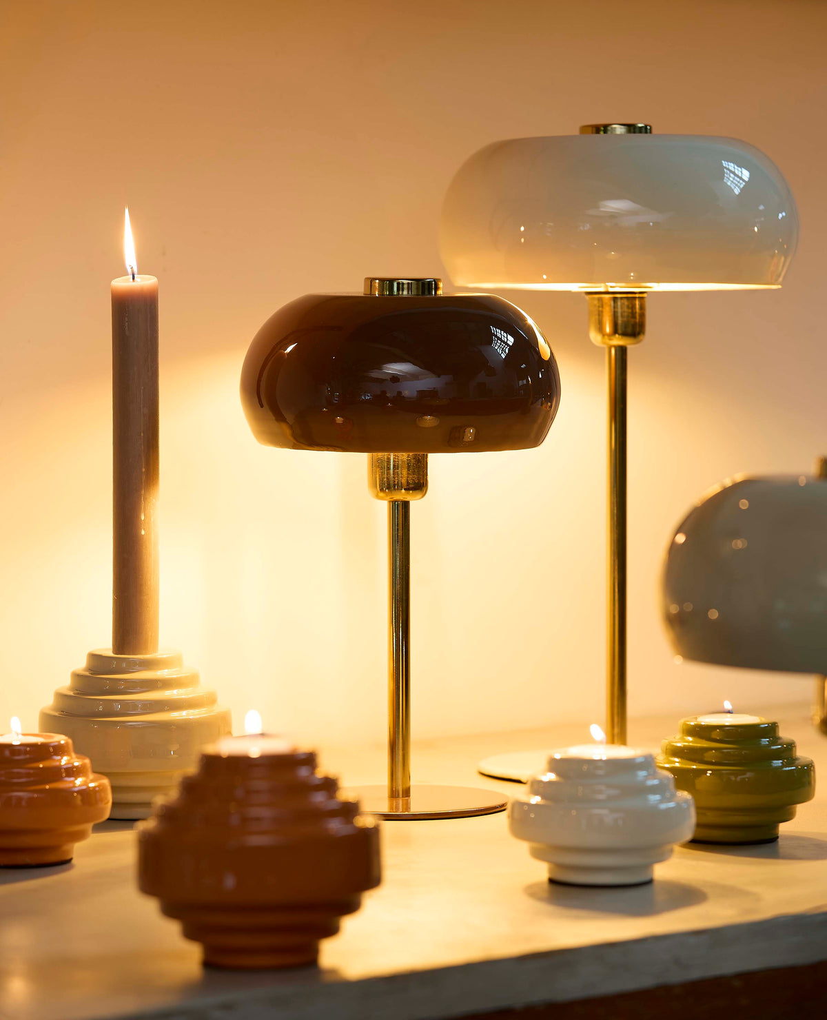 Candle stick 13x10,5 cm WANHATI shiny cream