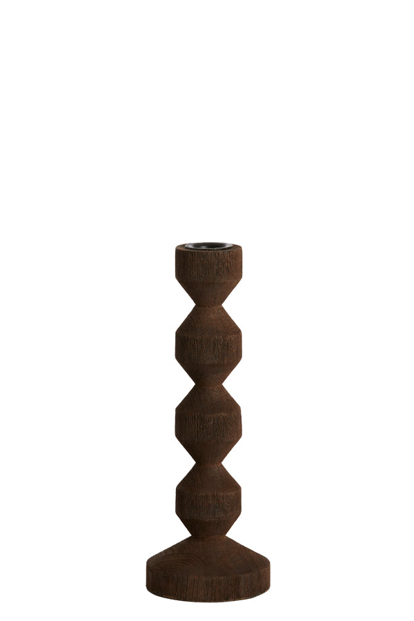 Candle stick 12x25 cm DOZZA wood matt dark brown