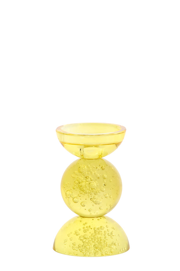 Candle stick 9,5x15,5 cm ITINGA glass bubble yellow