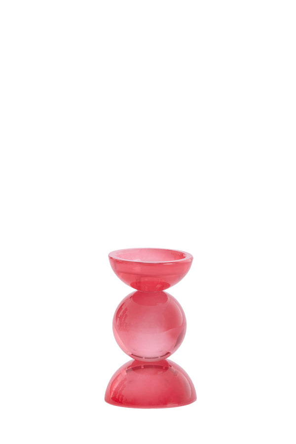Candle stick 9,5x15,5 cm ITINGA glass milky coral