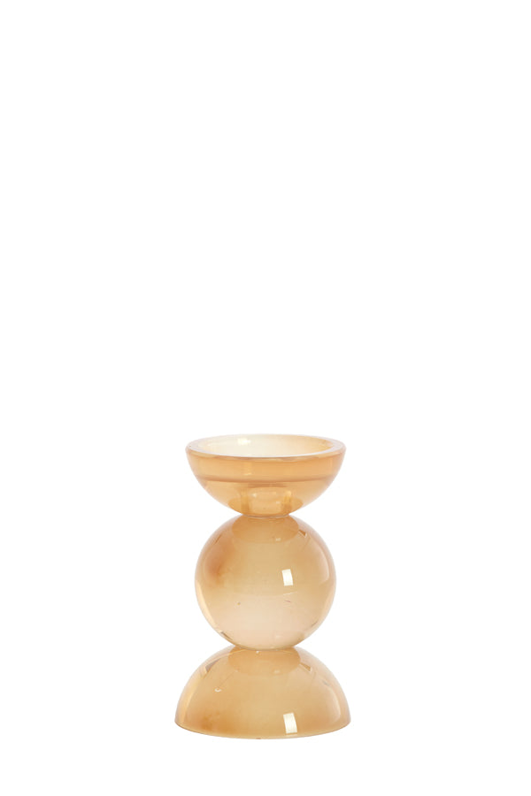 Candle stick 9,5x15,5 cm ITINGA glass milky amber