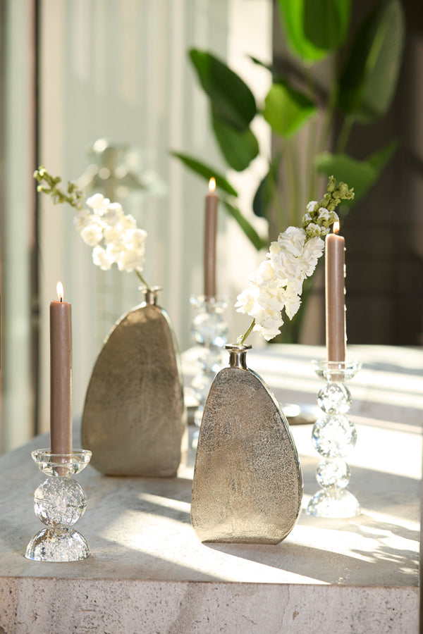 Candle stick 9,5x15,5 cm ITINGA glass bubble clear