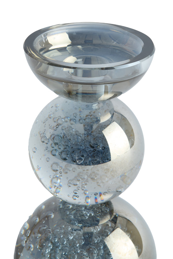 Candle stick 9,5x15,5 cm ITINGA glass bubble smoke