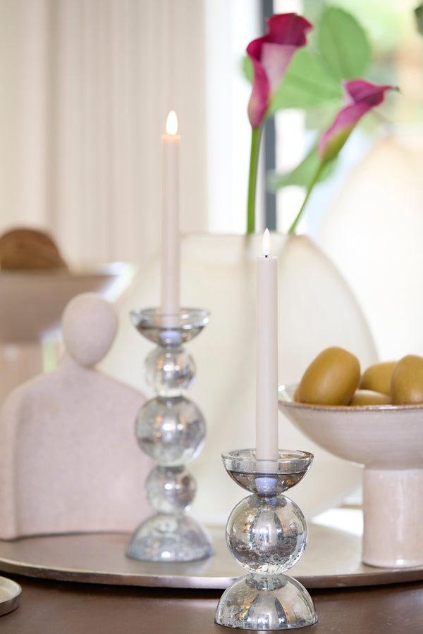 Candle stick 9,5x15,5 cm ITINGA glass bubble smoke