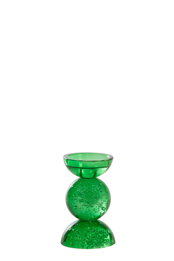 Candle stick 9,5x15,5 cm ITINGA glass bubble green