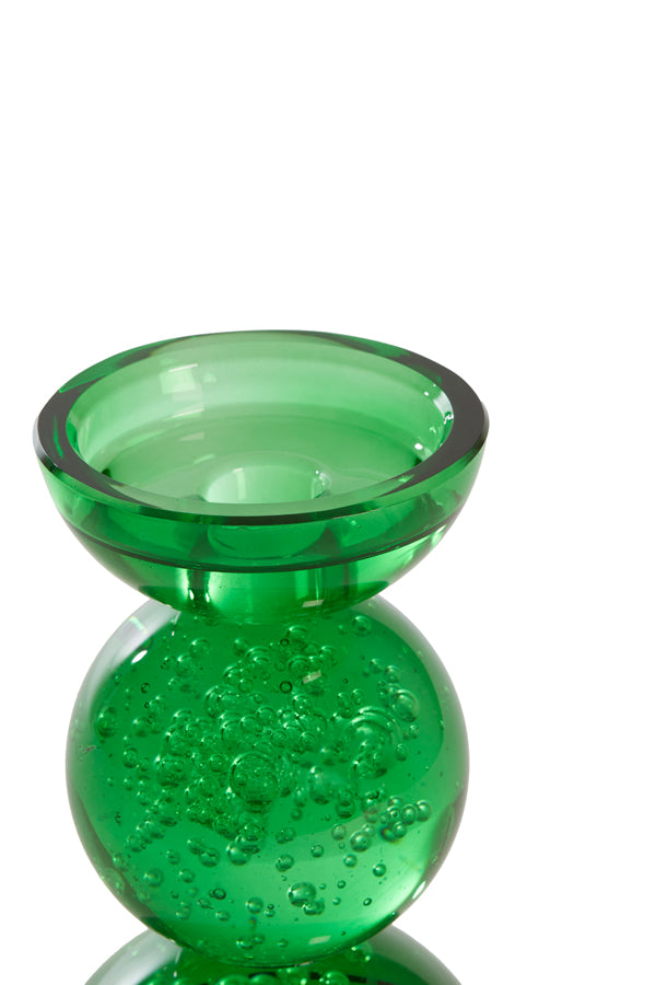 Candle stick 9,5x15,5 cm ITINGA glass bubble green