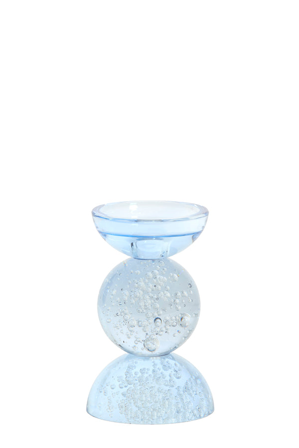 Candle stick 9,5x15,5 cm ITINGA glass bubble light blue