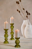 Candle stick 9,5x15,5 cm ITINGA glass bubble olive green