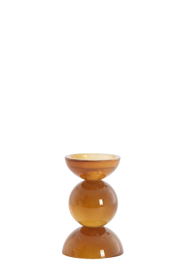 Candle stick 9,5x15,5 cm ITINGA glass milky dark brown