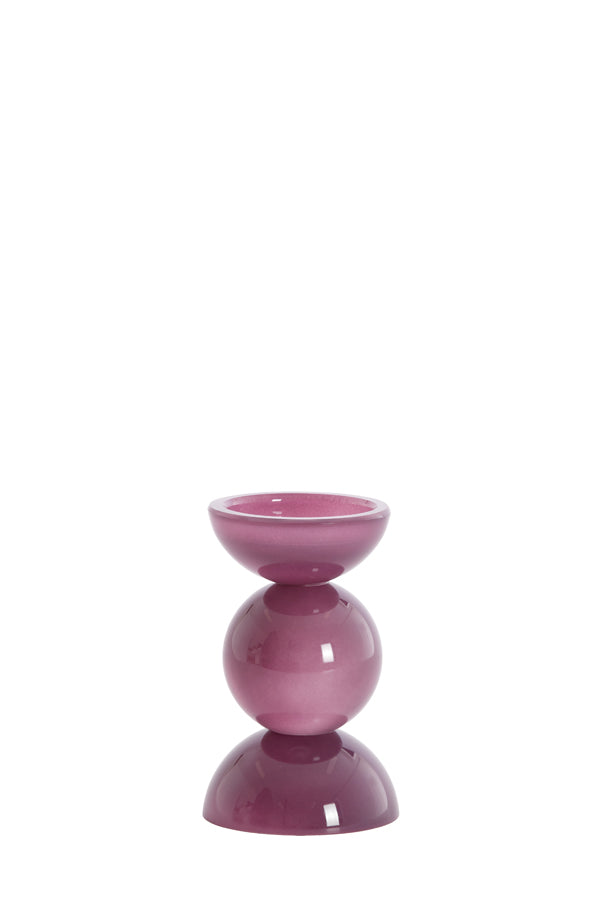 Candle stick 9,5x15,5 cm ITINGA glass milky purple