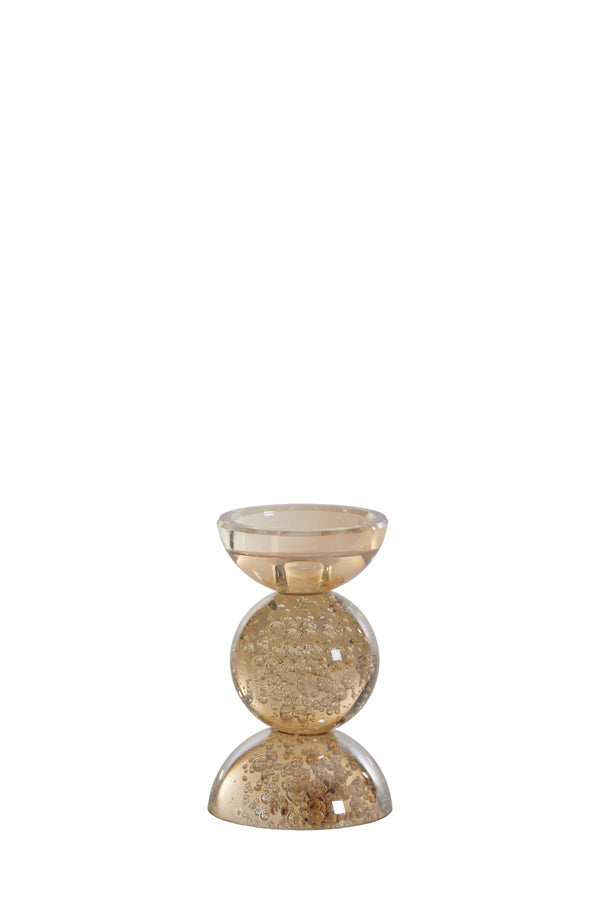 Candle stick 9,5x15,5 cm ITINGA glass bubble amber