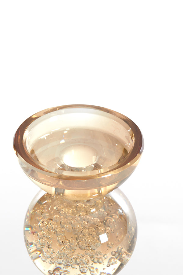 Candle stick 9,5x15,5 cm ITINGA glass bubble amber
