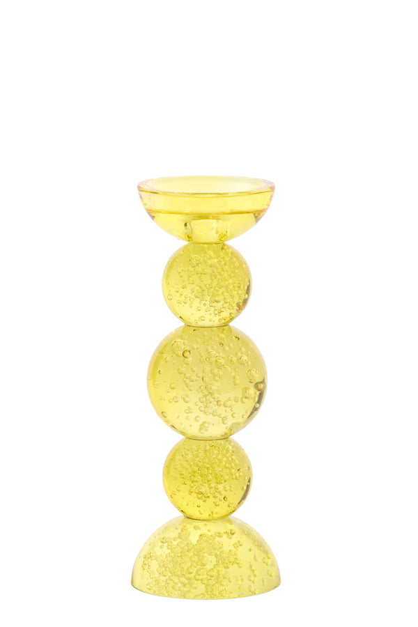 Candle stick 10x26,5 cm ITINGA glass bubble yellow