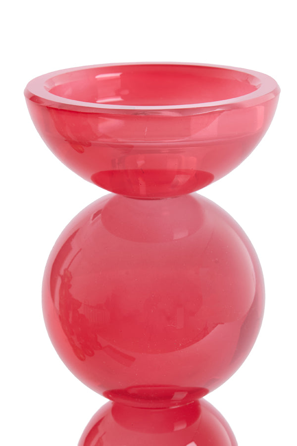 Candle stick 10x26,5 cm ITINGA glass milky coral