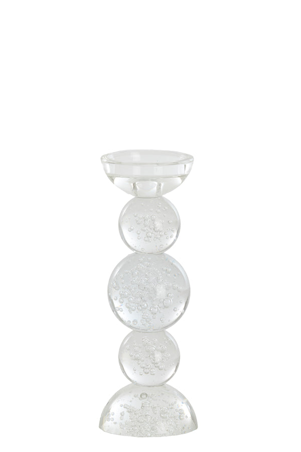 Candle stick 10x26,5 cm ITINGA glass bubble clear
