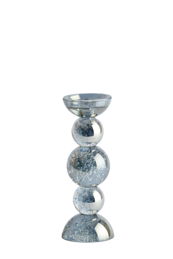Candle stick 10x26,5 cm ITINGA glass bubble smoke