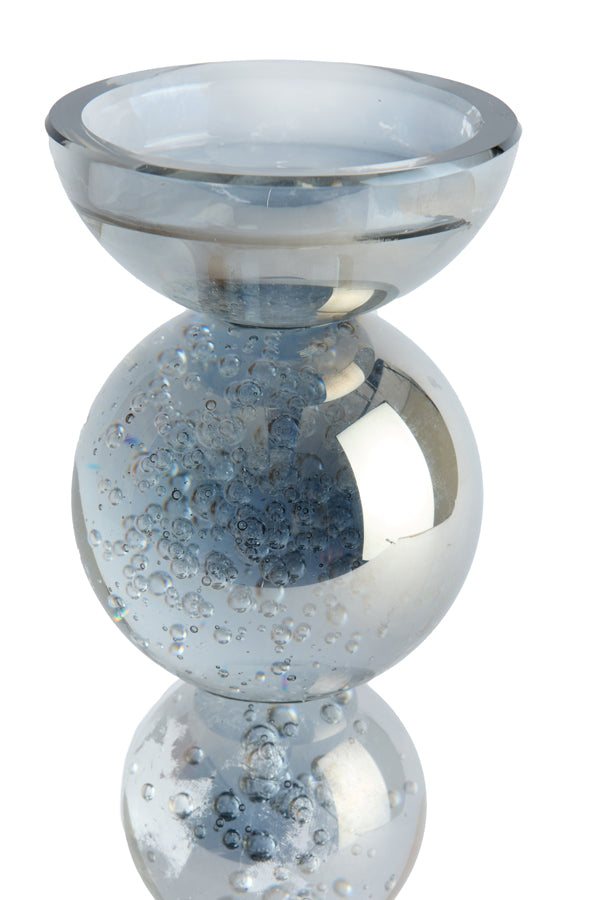 Candle stick 10x26,5 cm ITINGA glass bubble smoke