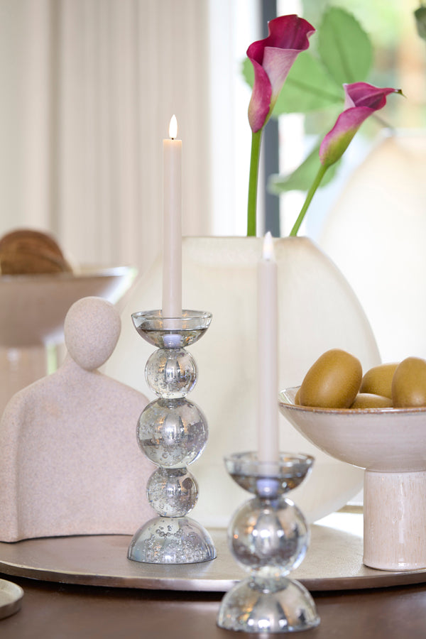 Candle stick 10x26,5 cm ITINGA glass bubble smoke