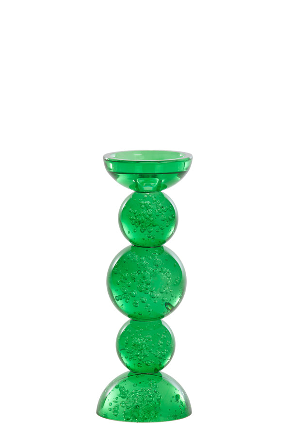 Candle stick 10x26,5 cm ITINGA glass bubble green