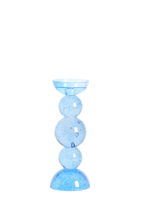 Candle stick 10x26,5 cm ITINGA glass bubble light blue