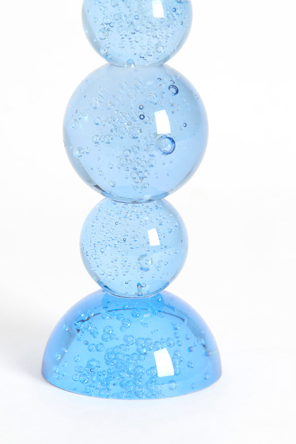 Candle stick 10x26,5 cm ITINGA glass bubble light blue