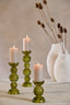 Candle stick 10x26,5 cm ITINGA glass bubble olive green