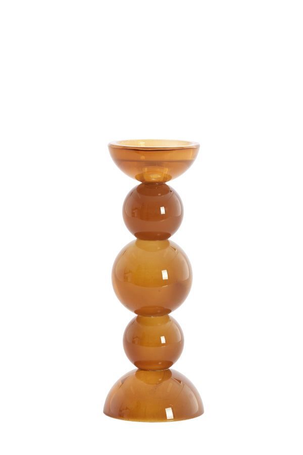 Candle stick 10x26,5 cm ITINGA glass milky dark brown